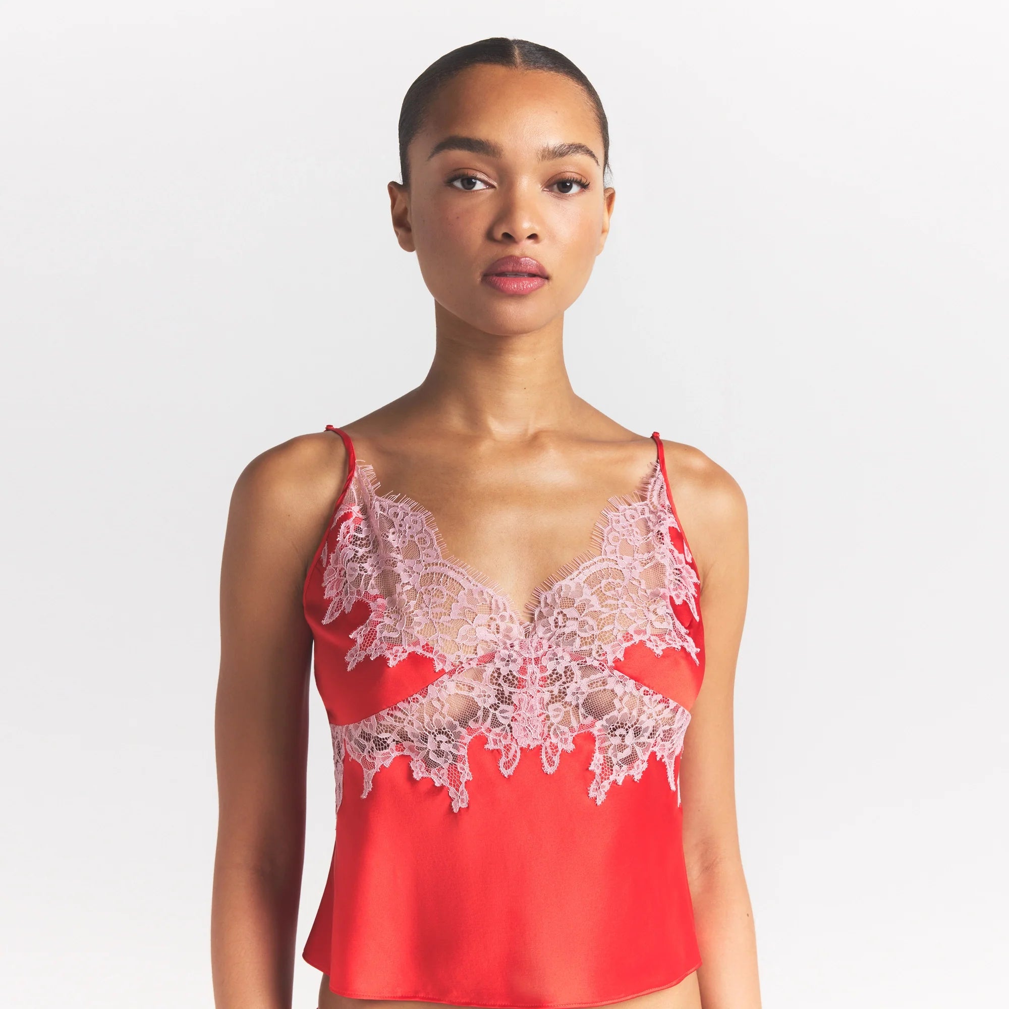 SILK LACE CAMI | RUBY CONTRAST