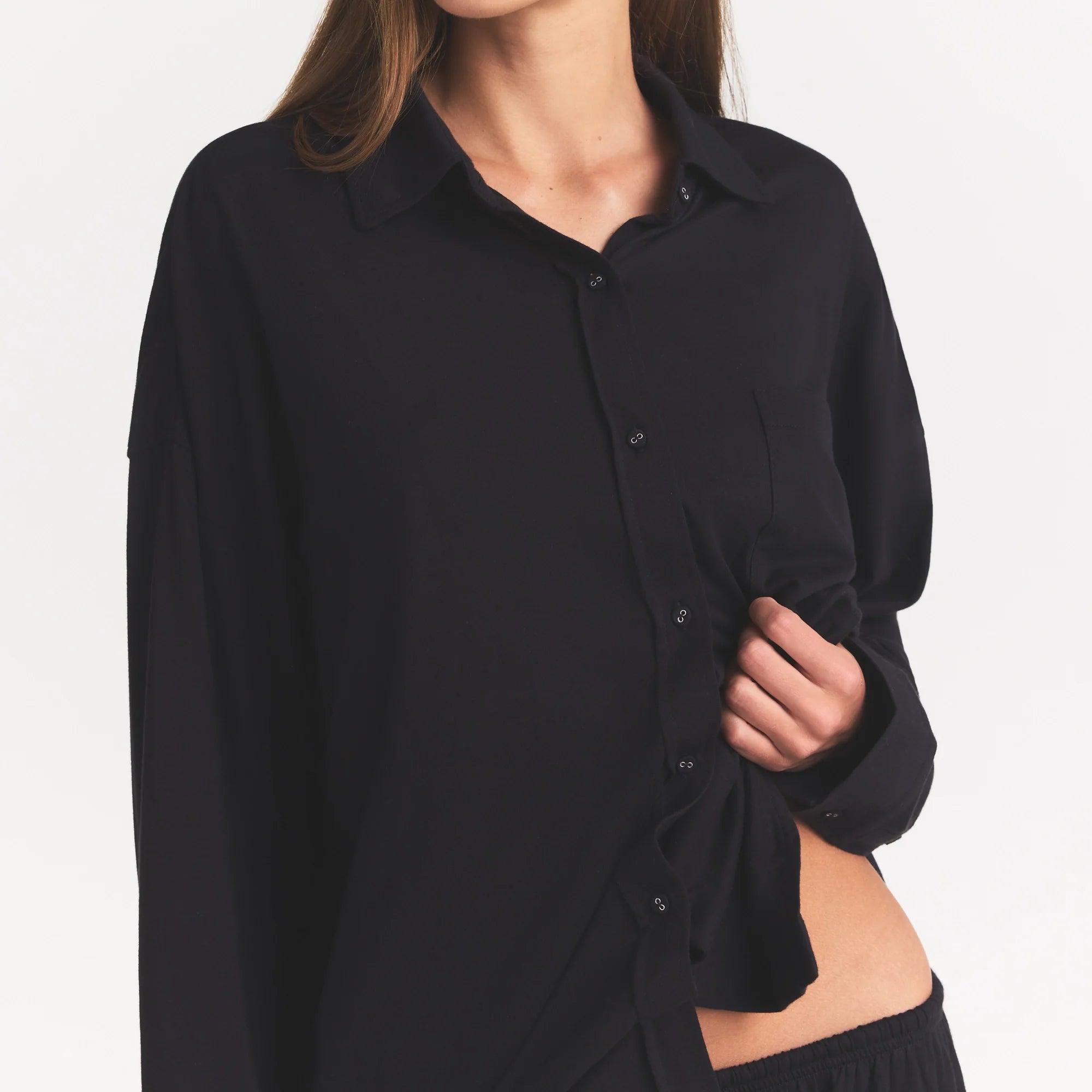 ORGANIC COTTON SLEEP LONG SLEEVE SET | OBSIDIAN