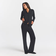 SKIMS SLEEP LONG SLEEVE BUTTON UP SET | ONYX