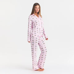 SKIMS SLEEP LONG SLEEVE BUTTON UP SET | PEONY BUTTERFLY PRINT