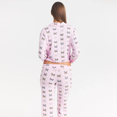 SKIMS SLEEP LONG SLEEVE BUTTON UP SET | PEONY BUTTERFLY PRINT