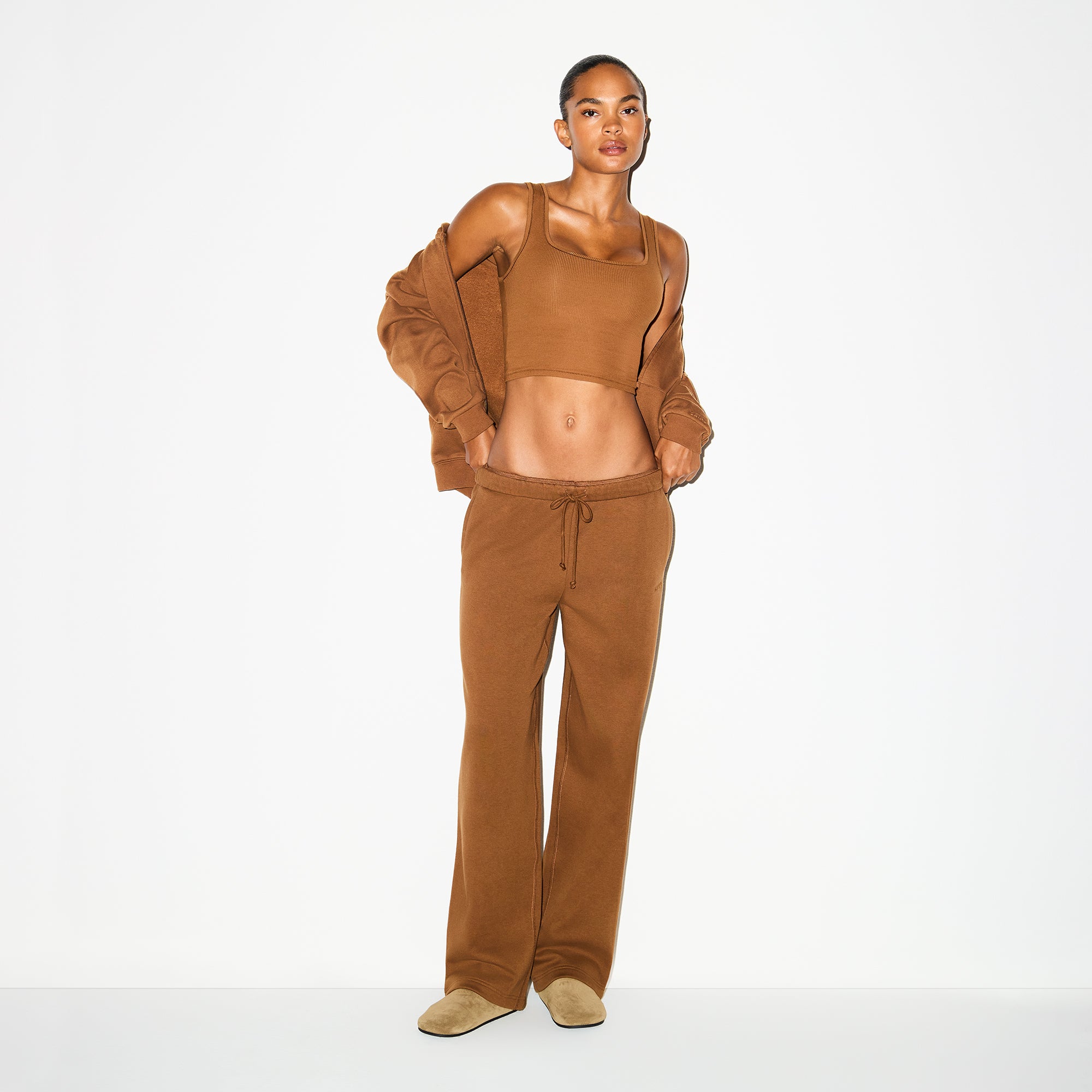 COTTON FLEECE CLASSIC STRAIGHT LEG PANT | BISON