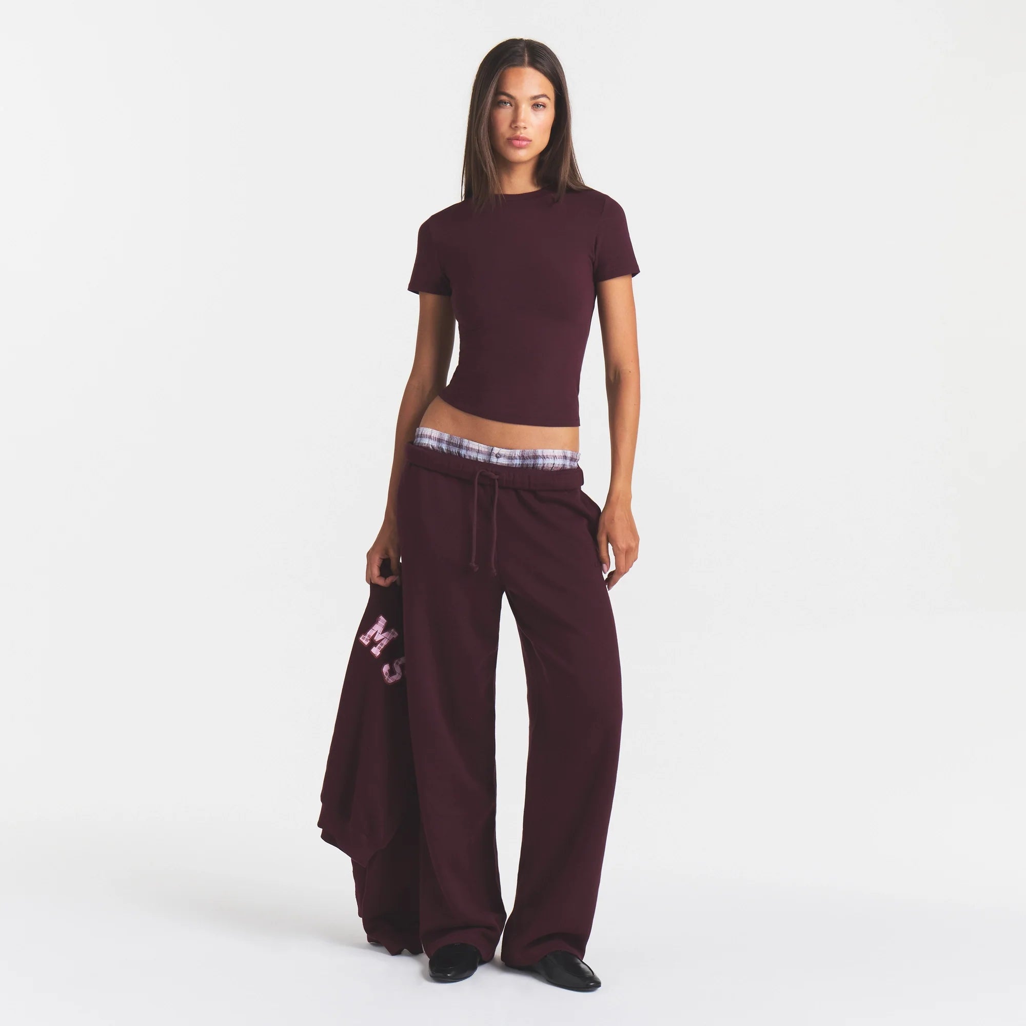 COTTON FLEECE CLASSIC STRAIGHT LEG PANT | CURRANT