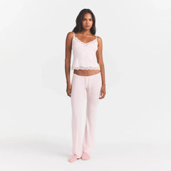 SKIMS SLEEP LACE CAMI AND PANT SET | BARELY PINK