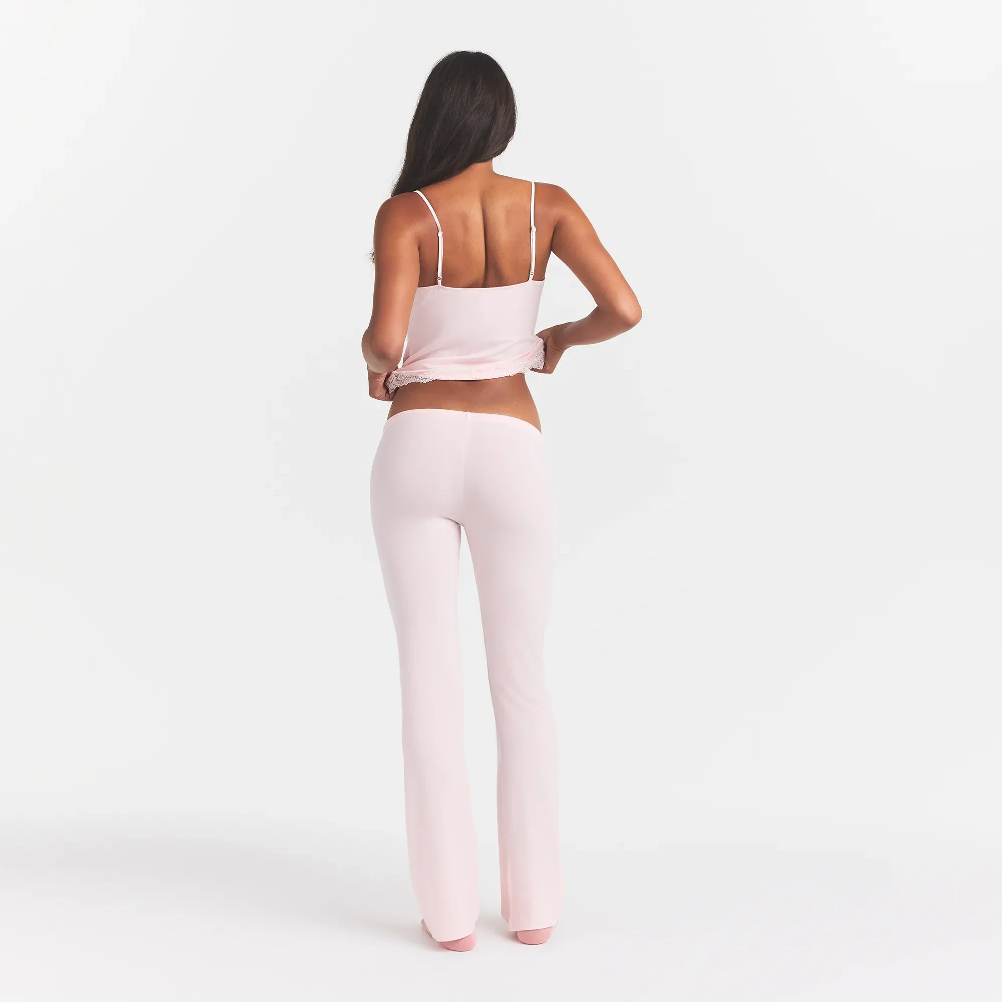 SKIMS SLEEP LACE CAMI AND PANT SET | BARELY PINK