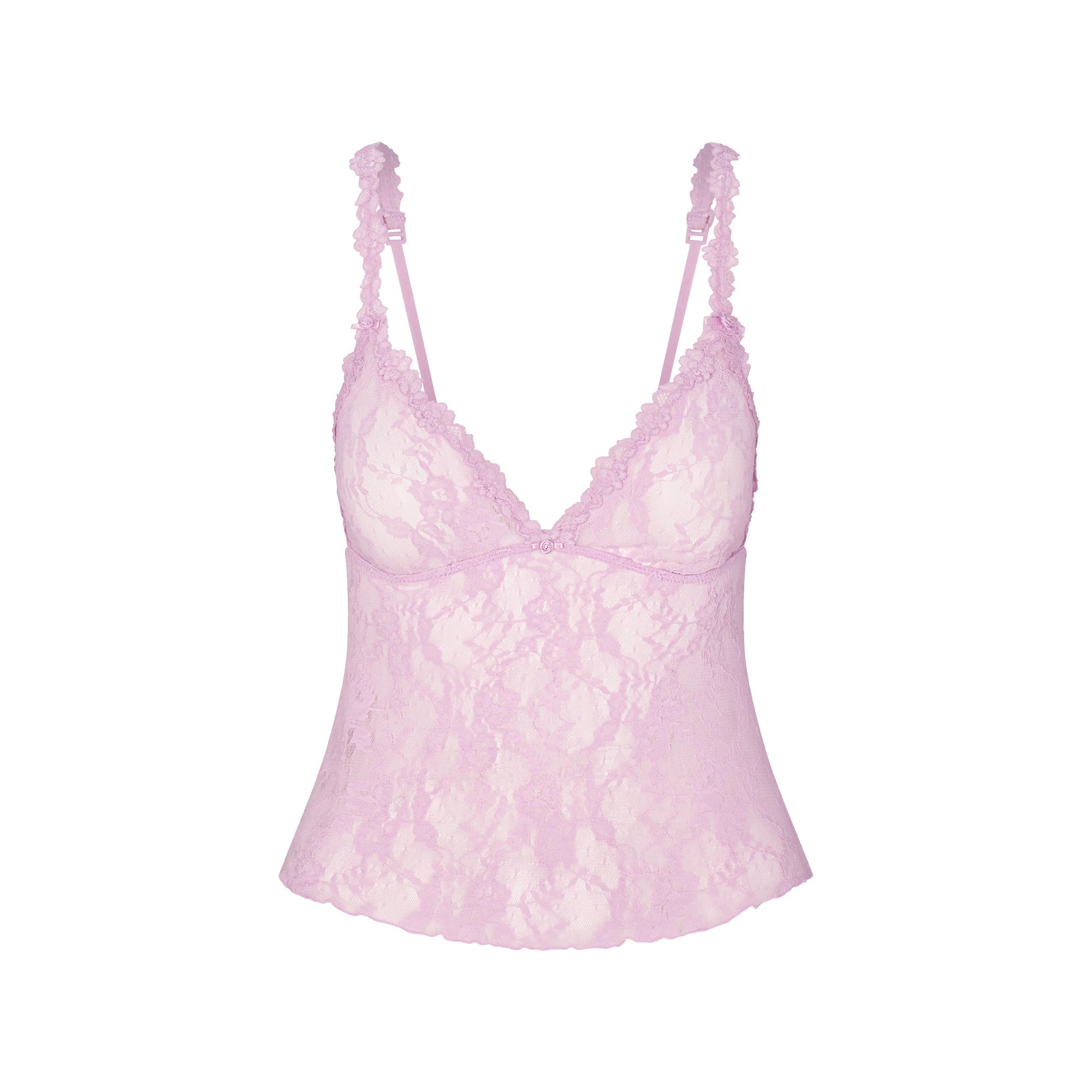 STRETCH LACE TRIANGLE CAMI AND SHORT SET | BABY PINK