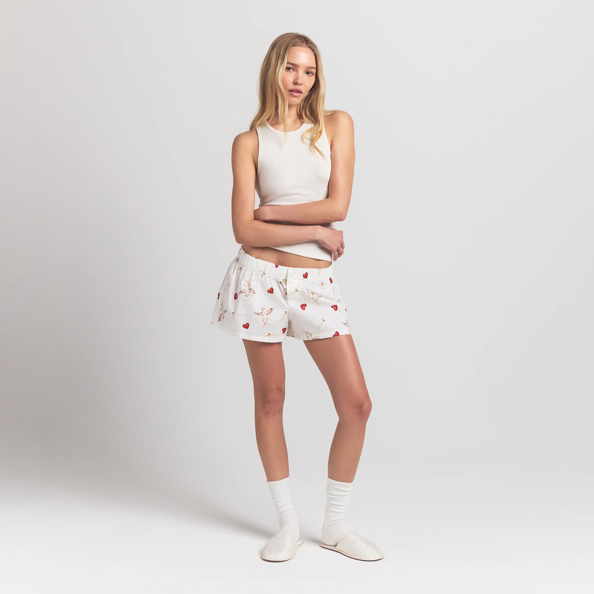 COTTON POPLIN BOXER SLEEP SET | MARBLE CHERUB PRINT