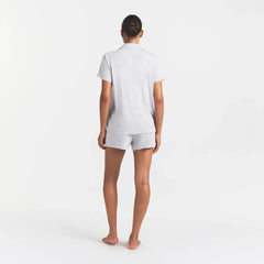 SKIMS SLEEP SHORT SLEEVE BUTTON UP SET | LIGHT HEATHER GREY