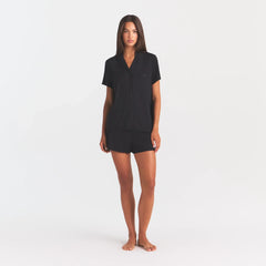 SKIMS SLEEP SHORT SLEEVE BUTTON UP SET | ONYX