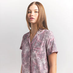 SKIMS SLEEP SHORT SLEEVE BUTTON UP SET | BLOOM MINI MULTI ANIMAL