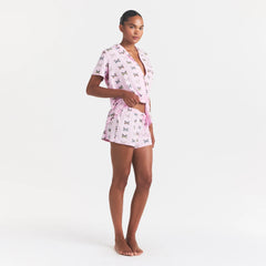 SKIMS SLEEP SHORT SLEEVE BUTTON UP SET | PEONY BUTTERFLY PRINT