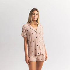 SOFT LOUNGE SHORT SLEEP SET | MICA MINI HEART HALFDROP