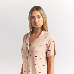 SOFT LOUNGE SHORT SLEEP SET | MICA MINI HEART HALFDROP
