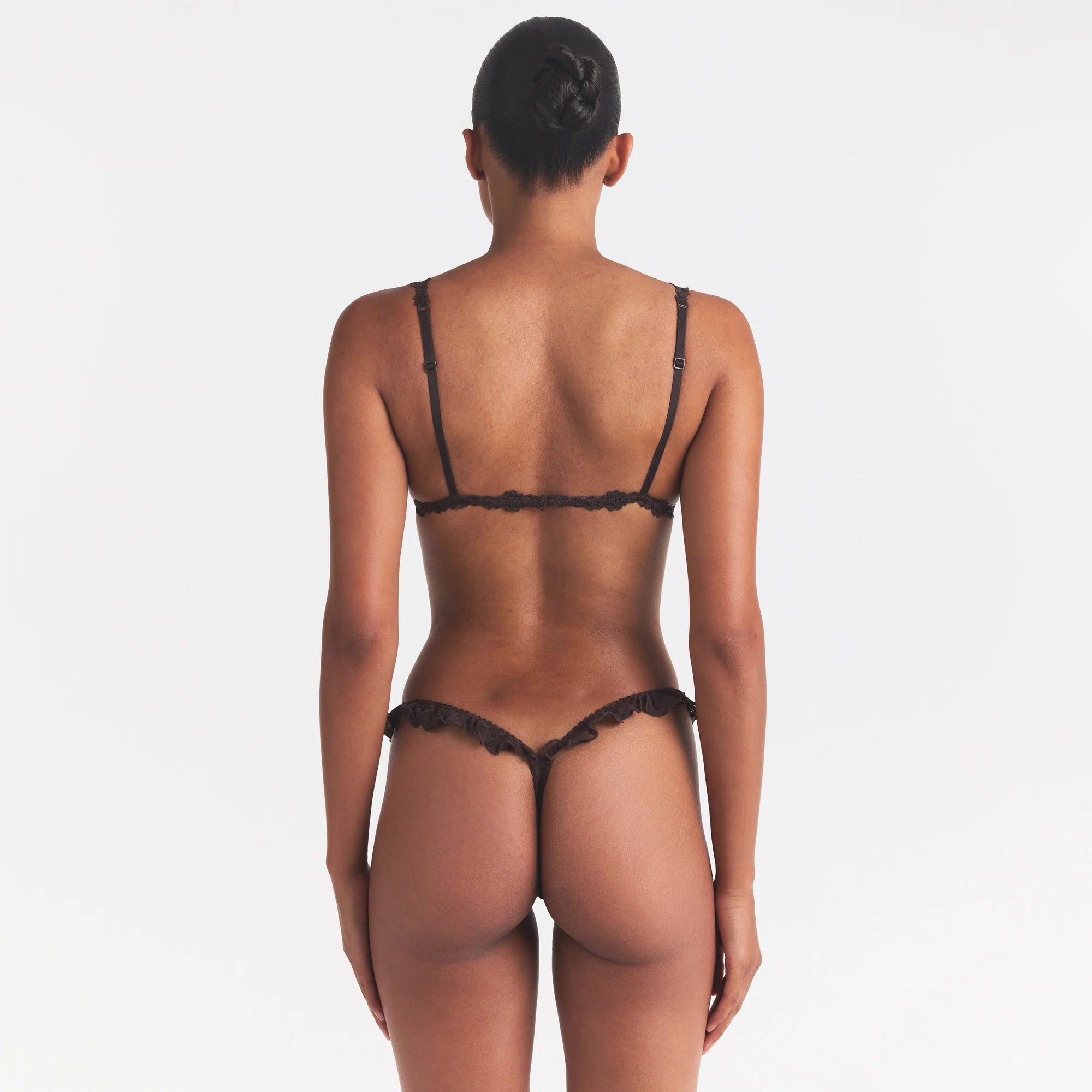 STRETCH LACE BUTTERFLY THONG | ESPRESSO