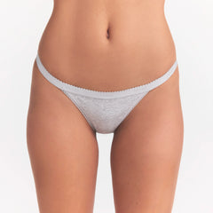 LIGHTWEIGHT COTTON LOGO PICOT THONG | LIGHT HEATHER GREY