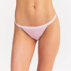 LIGHTWEIGHT COTTON LOGO PICOT THONG | PEONY