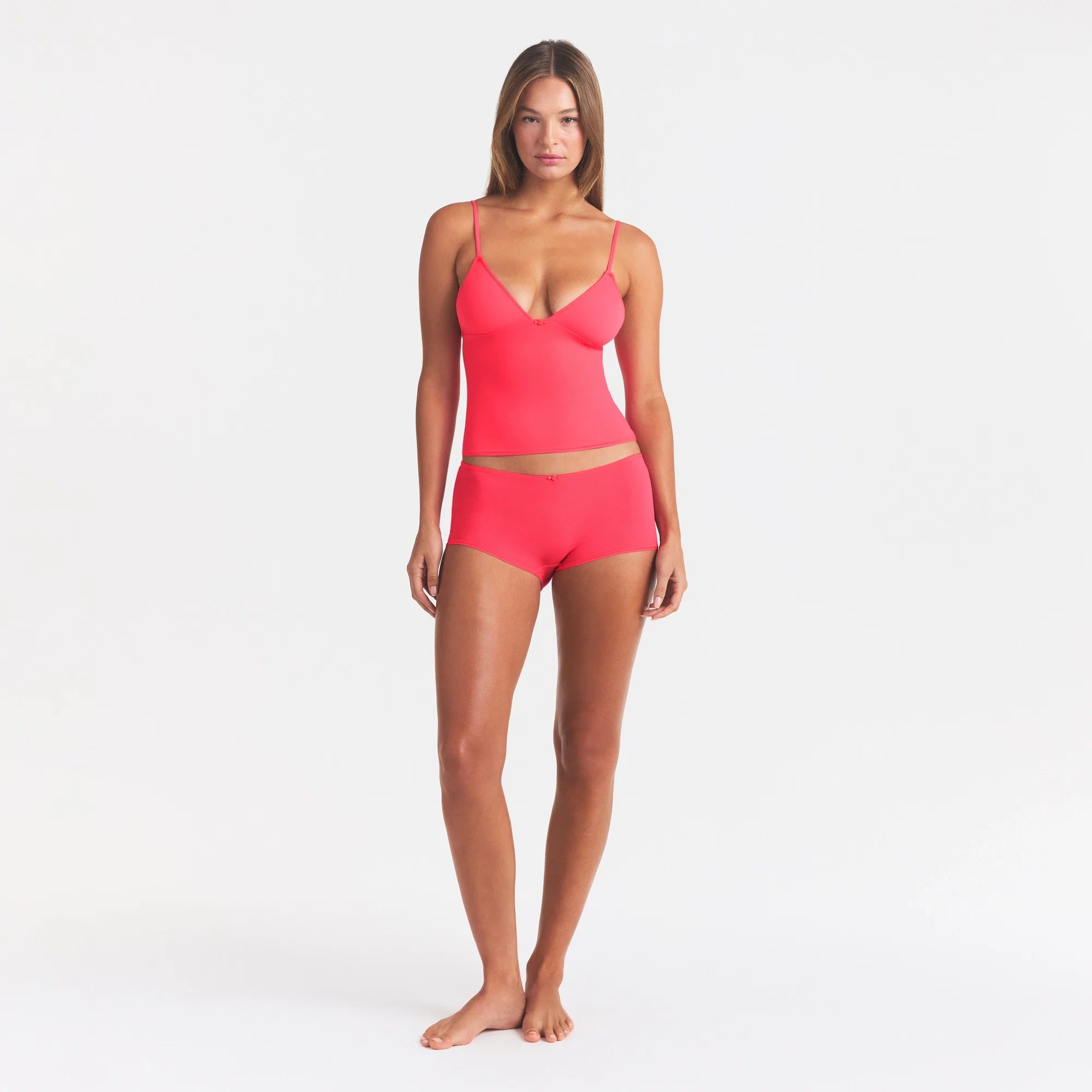 FITS EVERYBODY PICOT CAMI AND BOY SHORT SET | ULTRA PINK