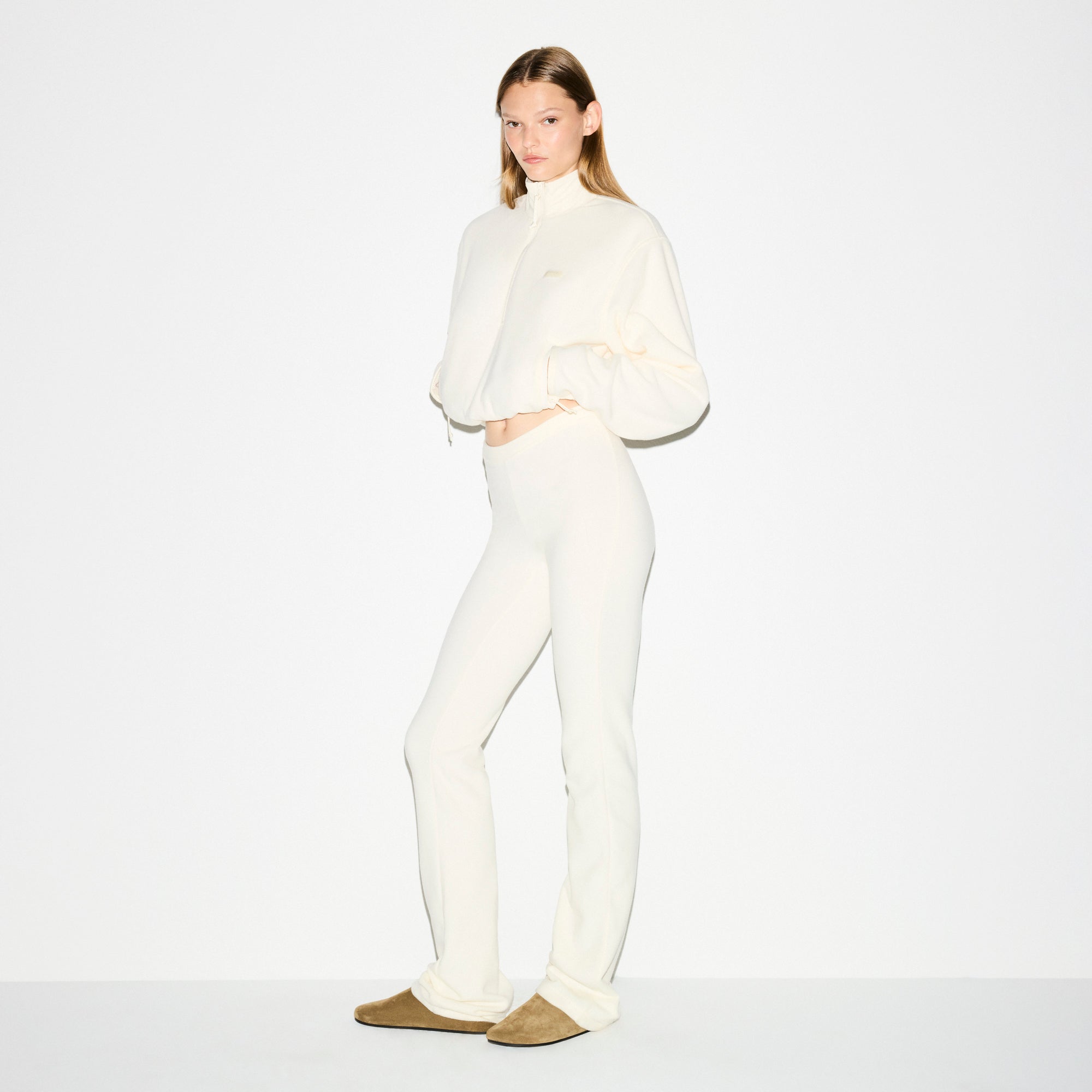 OUTDOOR FLEECE HALF ZIP PULLOVER | ECRU