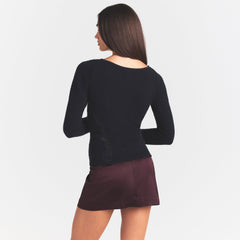LACE KNIT LONG SLEEVE CARDIGAN | OBSIDIAN