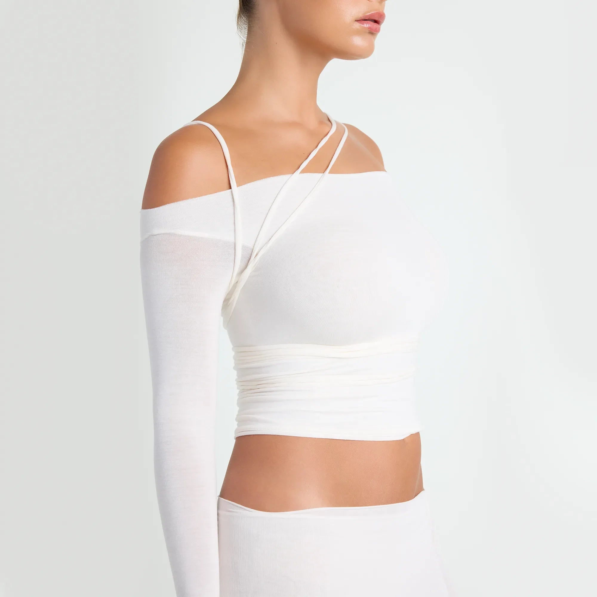 VETTESE X SKIMS SHEER MODAL OFF THE SHOULDER TOP | ECRU