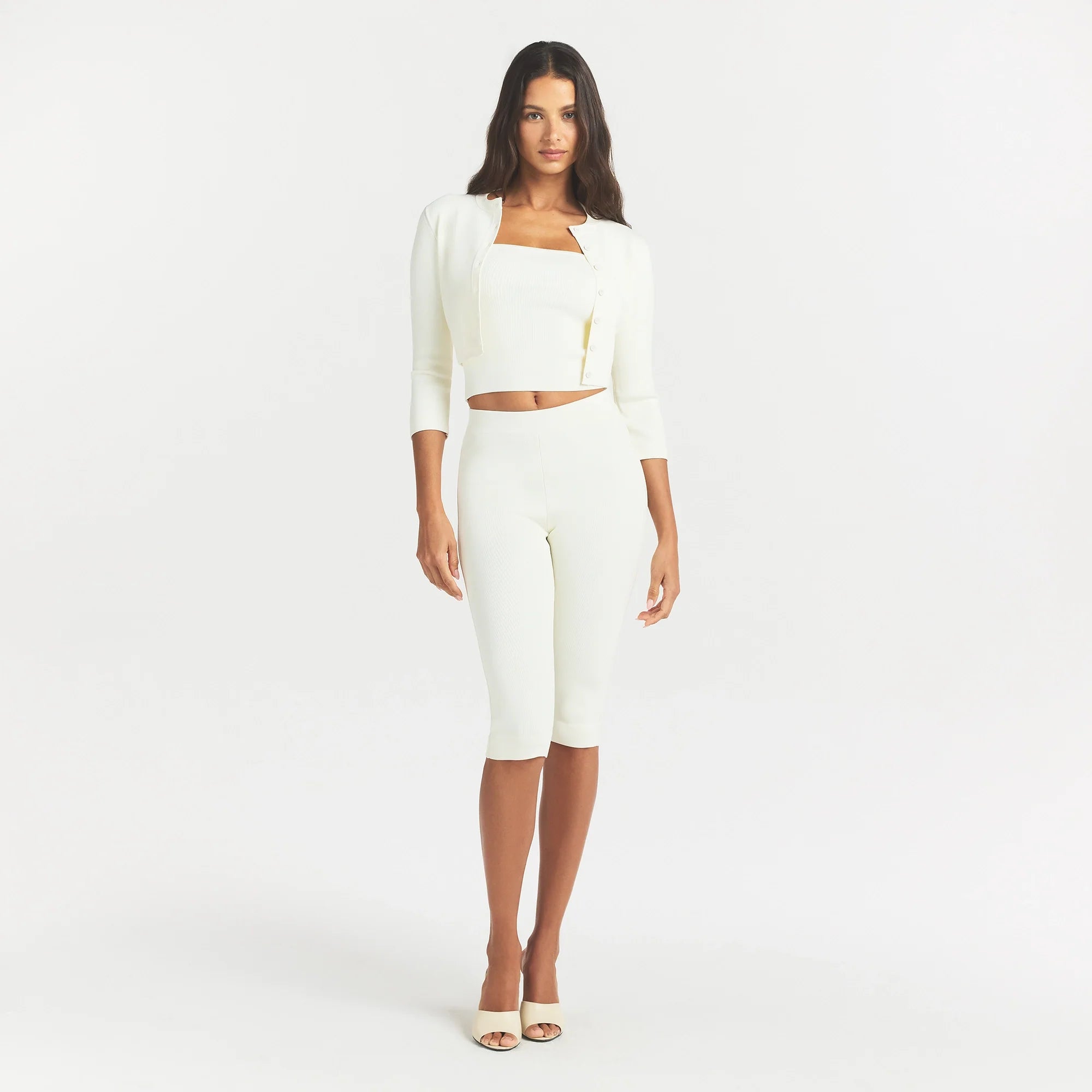 REFINED KNIT CROPPED CARDIGAN | EGRET