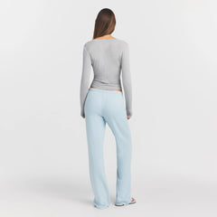 SHEER MODAL CREWNECK HENLEY | HEATHER GREY