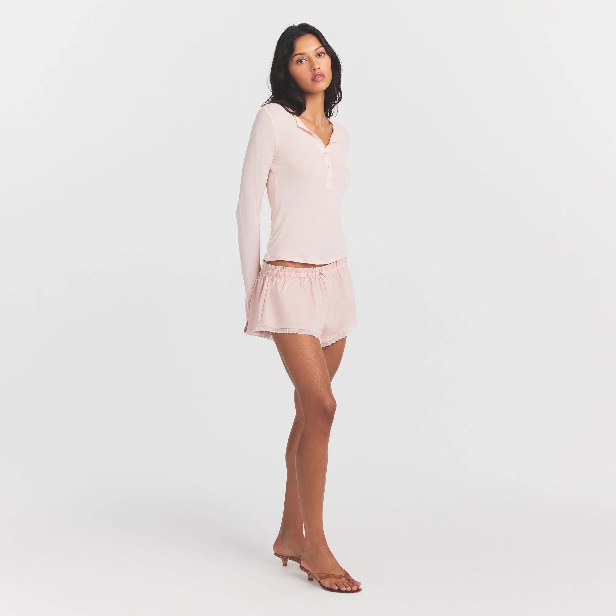 SHEER MODAL CREWNECK HENLEY | PRIMROSE