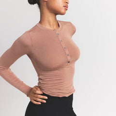 SHEER MODAL CREWNECK HENLEY | SIENNA