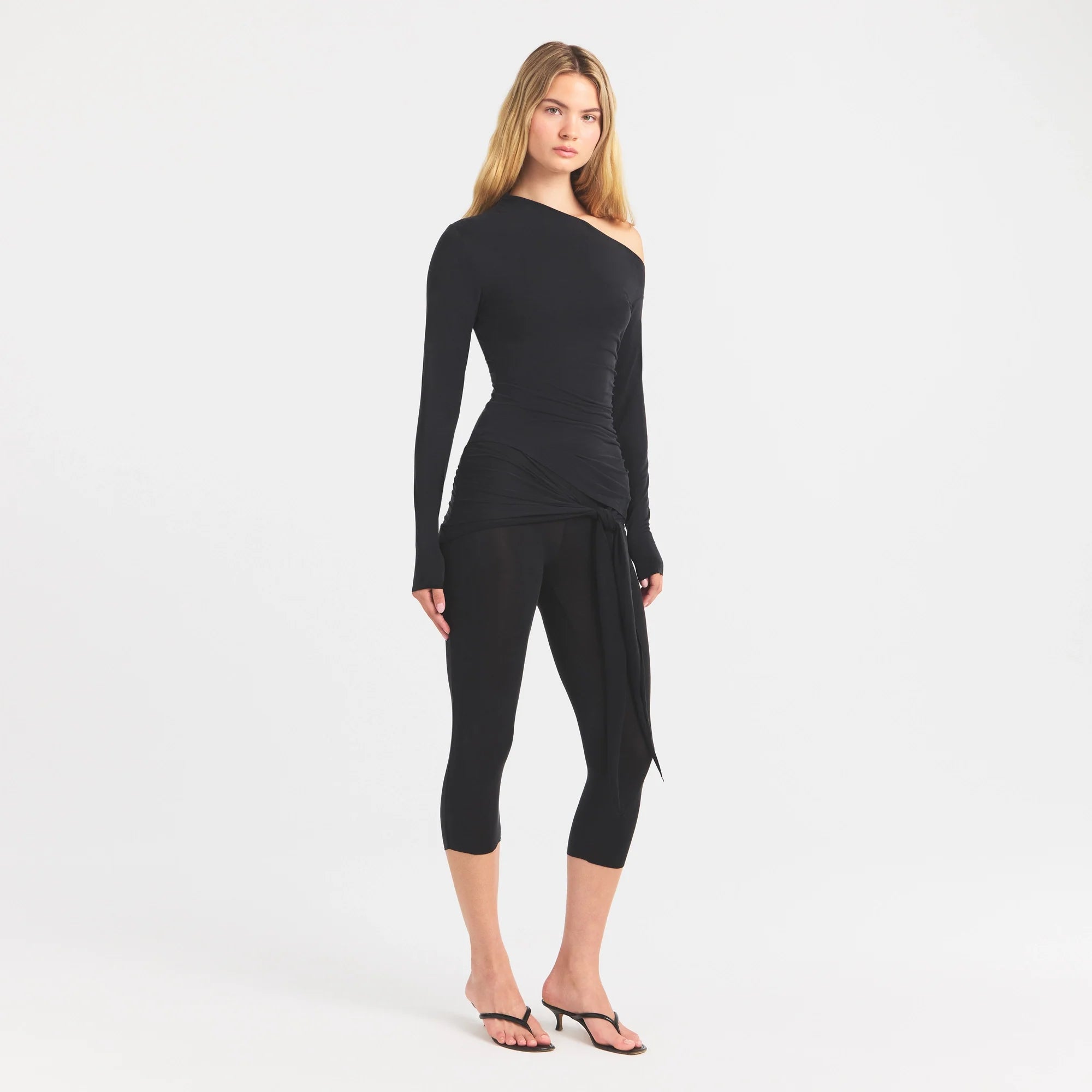 CUPRO JERSEY ASYMMETRICAL TOP | OBSIDIAN