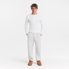 SKIMS COTTON RIB MENS HENLEY | CHALK