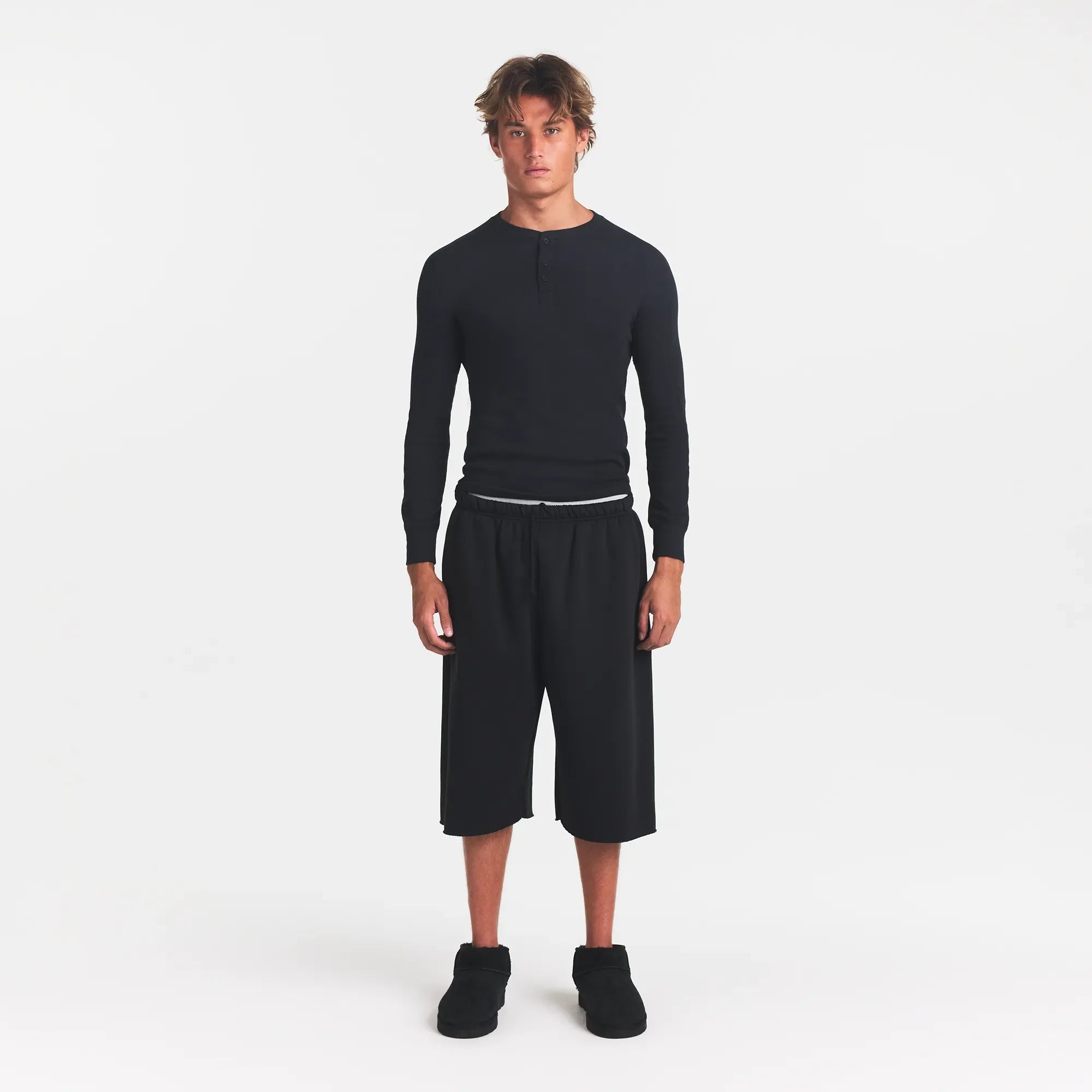 SKIMS COTTON RIB MENS HENLEY | ONYX