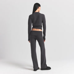 SWEATER KNITS RIBBED LONG SLEEVE FITTED CREW NECK | ASH