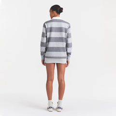 BOYFRIEND FLEECE OVERSIZED POLO | GREY HEATHER MULTI