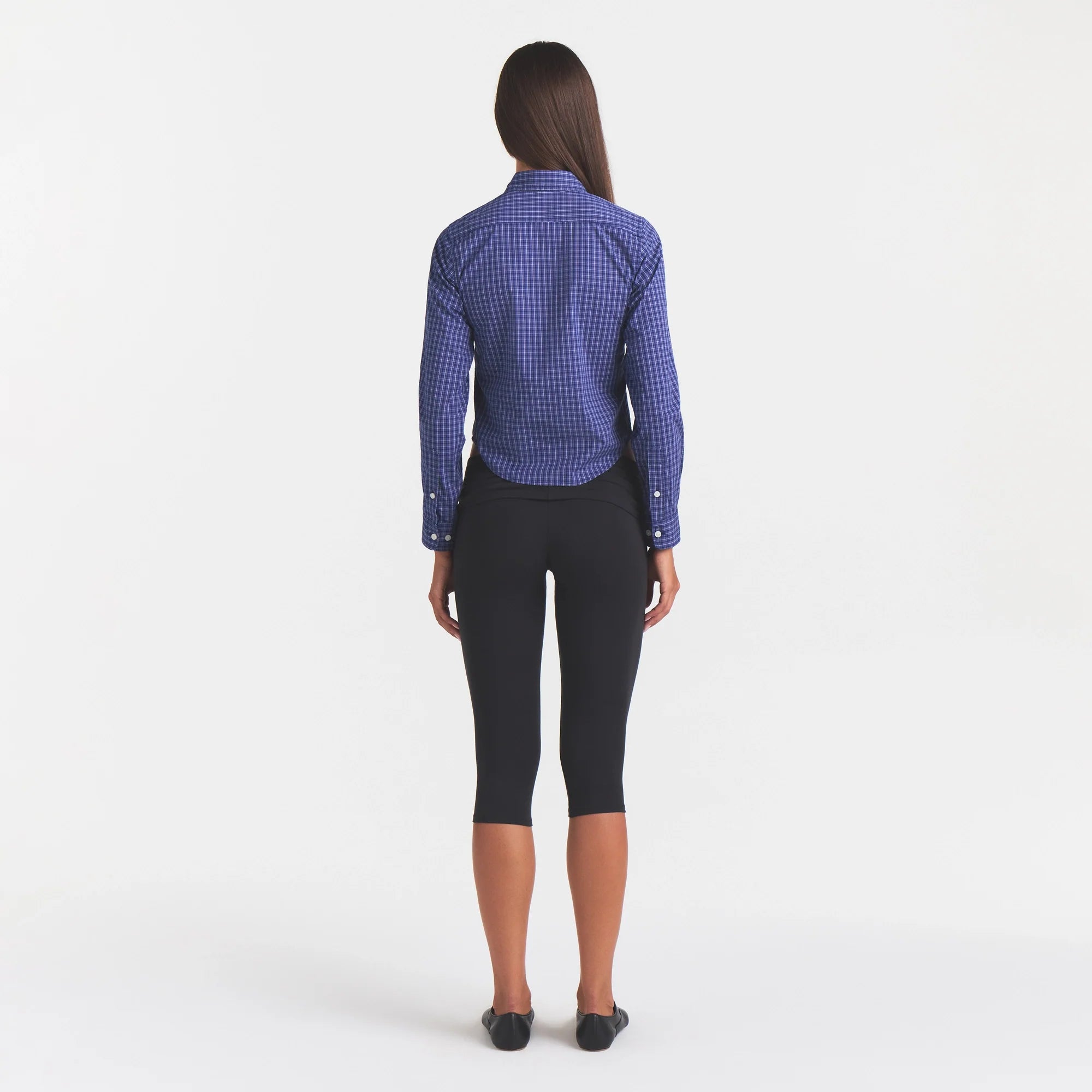 COTTON POPLIN SHRUNKEN BUTTON UP SHIRT | NAVY CHECK