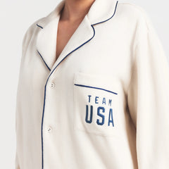 SKIMS FOR TEAM USA FLEECE UNISEX PARALYMPIC OVERSIZED SLEEP TOP | ECRU