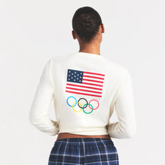 SKIMS FOR TEAM USA WORN IN JERSEY OLYMPIC LONG SLEEVE T-SHIRT | ECRU