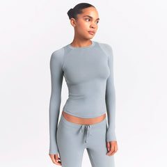 NikeSKIMS AIRY LONG SLEEVE CREW NECK TOP | WASHED PACIFIC