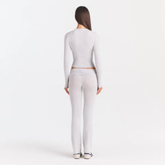 COTTON RIB LONG SLEEVE T-SHIRT | LIGHT HEATHER GREY