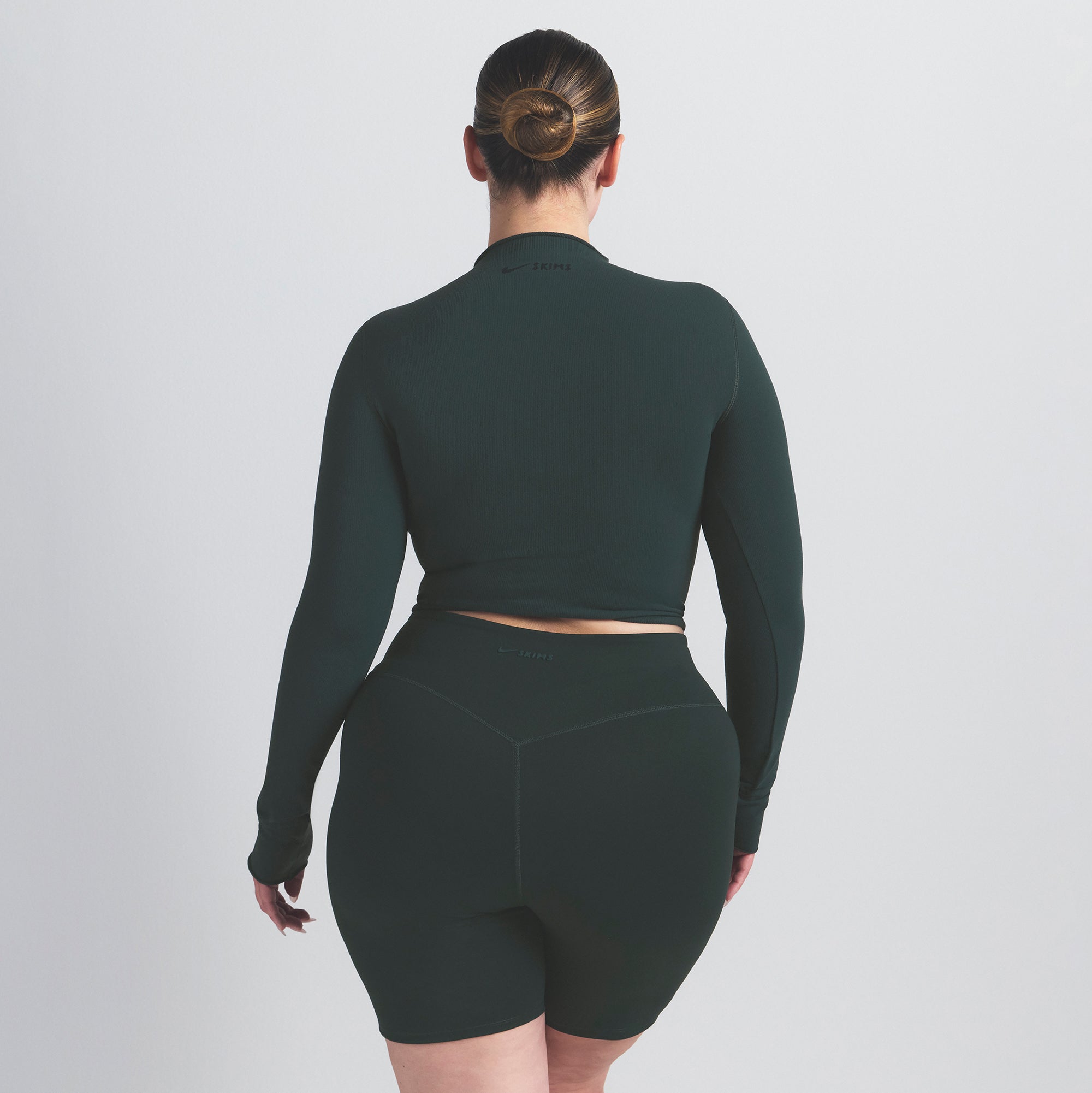 NikeSKIMS VINTAGE SEAMLESS MOCK NECK CROP TOP | DARK TEAL
