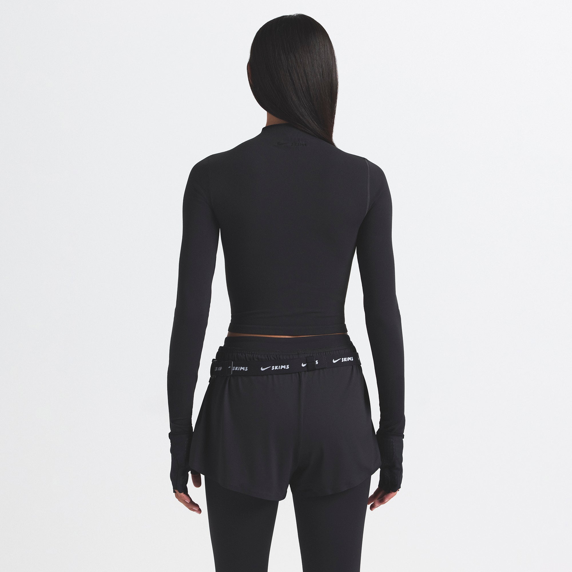 NikeSKIMS VINTAGE SEAMLESS MOCK NECK CROP TOP | OBSIDIAN