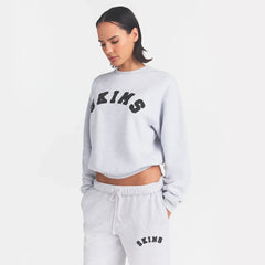 COTTON FLEECE LOGO CLASSIC CREWNECK | LIGHT HEATHER GREY WITH ONYX LOGO