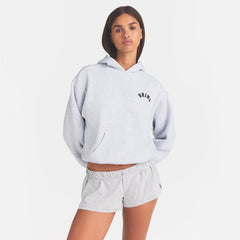 COTTON FLEECE LOGO CLASSIC HOODIE | LIGHT HEATHER GREY WITH ONYX LOGO