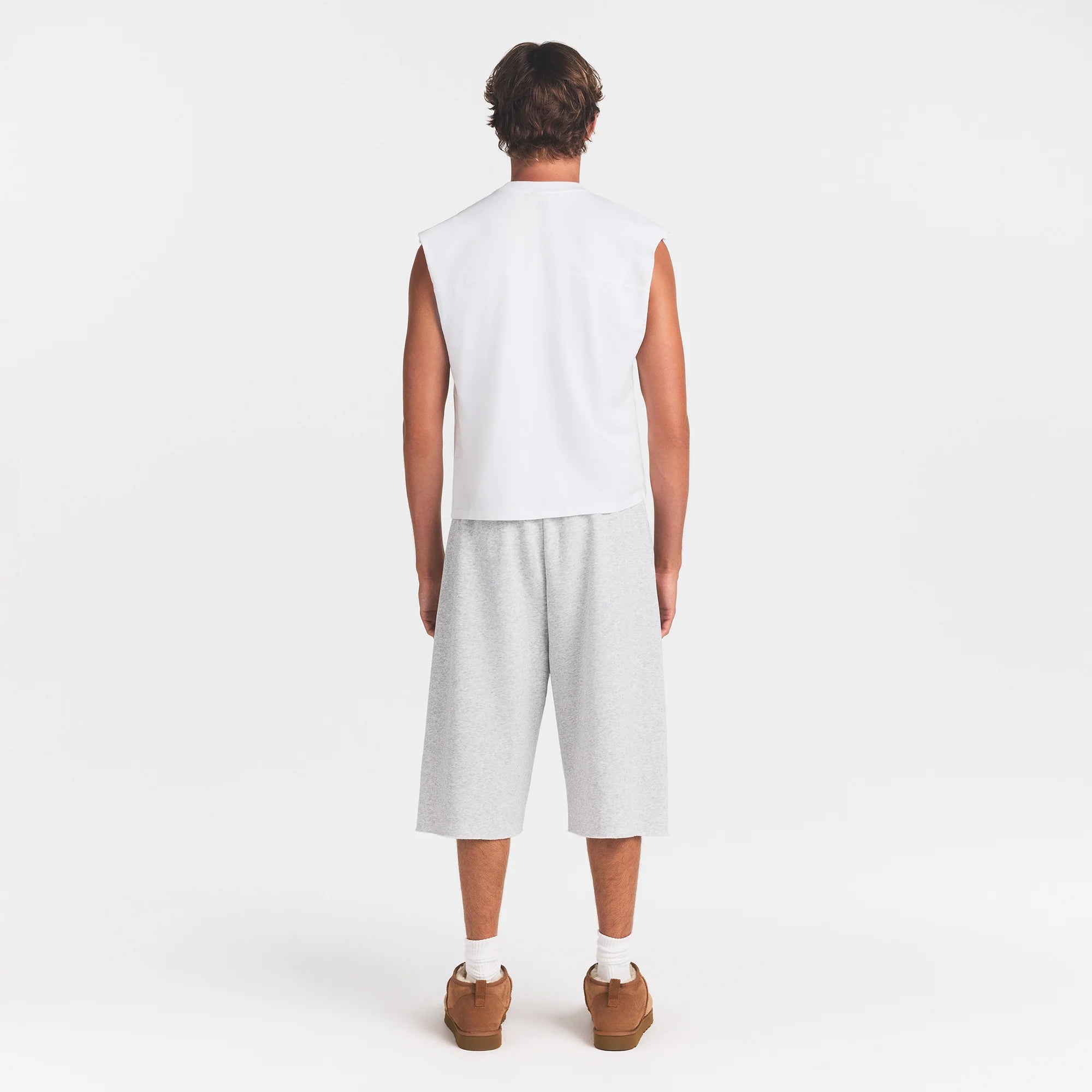 HEAVYWEIGHT COTTON MENS CROPPED MUSCLE TANK | CHALK