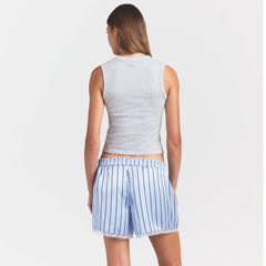 WORN IN JERSEY HIGH CREW TANK | LIGHT HEATHER GREY