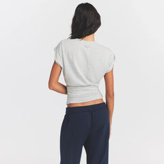 WORN IN JERSEY RUCHED TEE | LIGHT HEATHER GREY