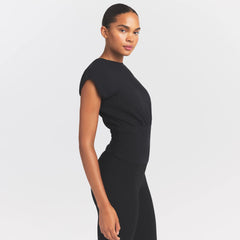 WORN IN JERSEY RUCHED TEE | WASHED ONYX