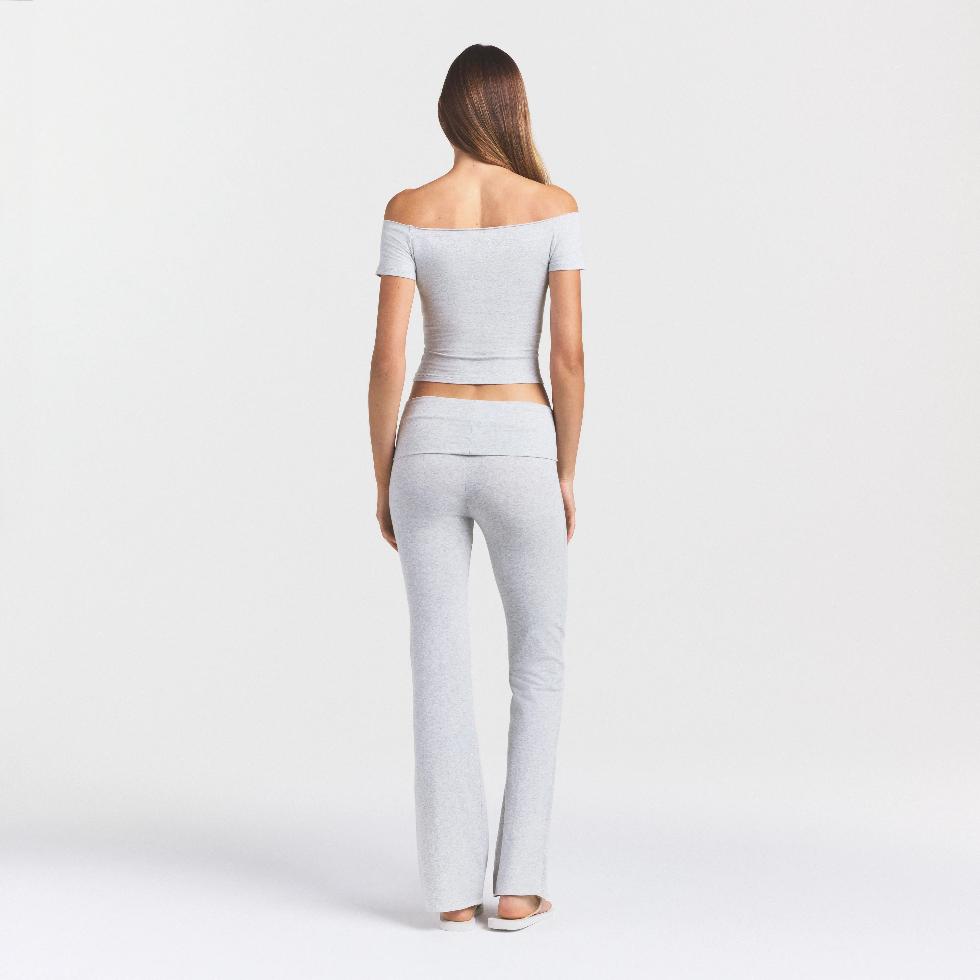 COTTON JERSEY OFF THE SHOULDER TOP | LIGHT HEATHER GREY