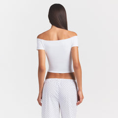 COTTON JERSEY OFF THE SHOULDER TOP | MARBLE
