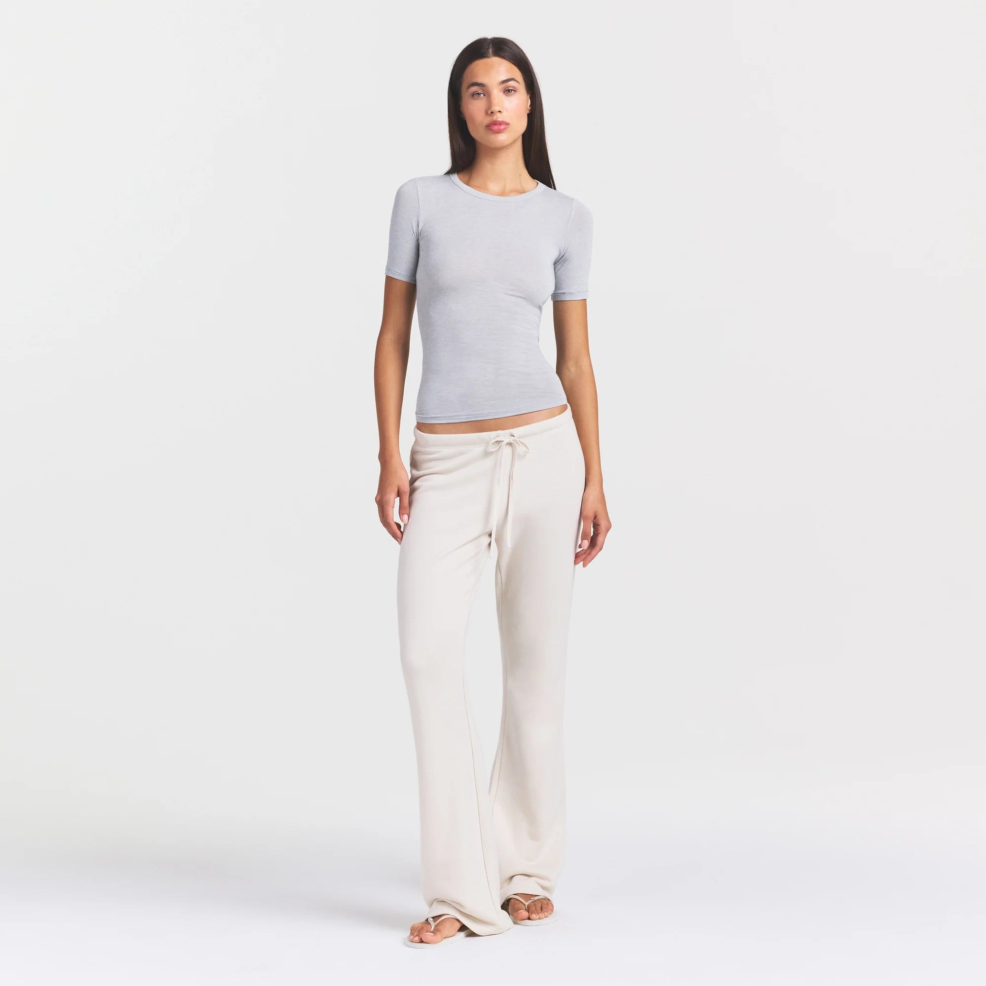 SHEER MODAL LONG T-SHIRT | HEATHER GREY
