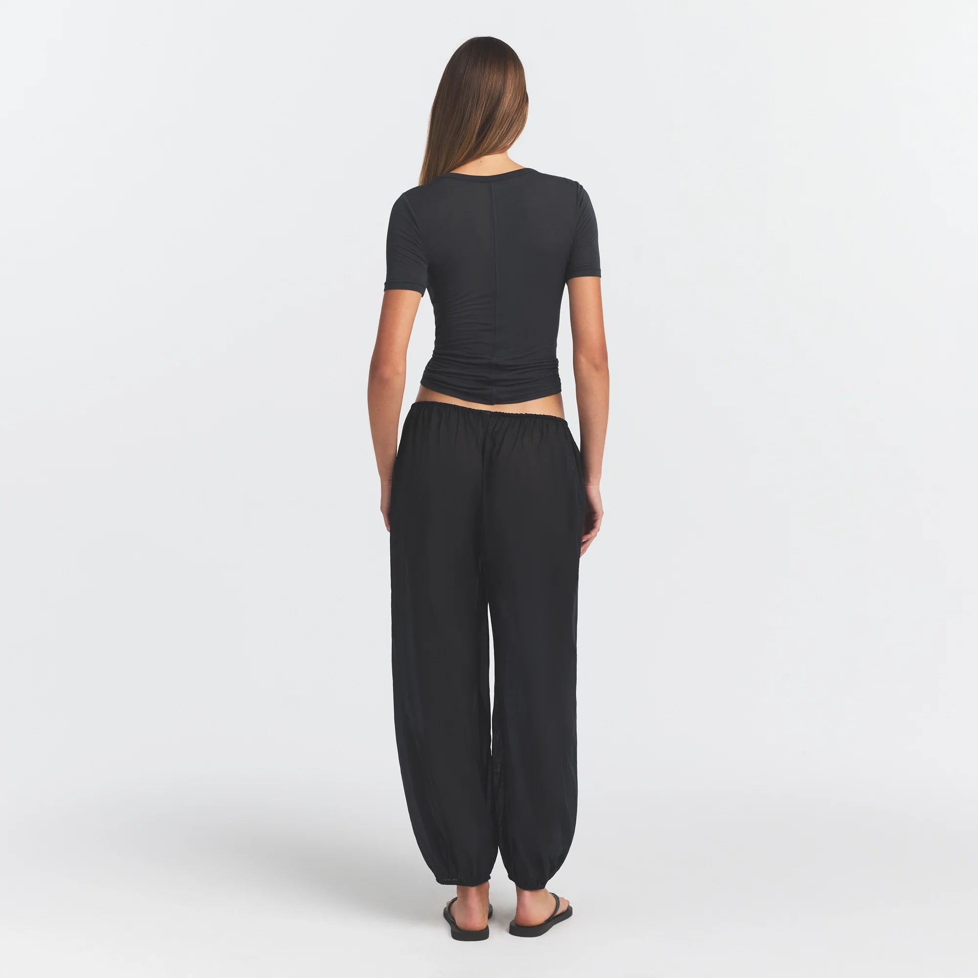 SHEER MODAL LONG T-SHIRT | ONYX